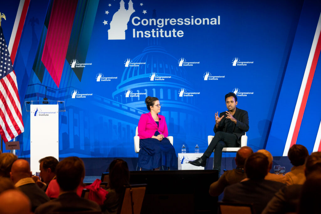 Elise Stefanik and Vivek Ramaswamy at the House Republican Members Conference